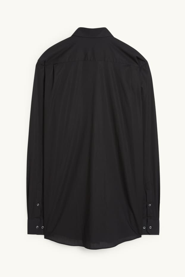 Hommes - Chemise de bureau - regular fit - manches ultra-longues - facile à repasser - noir