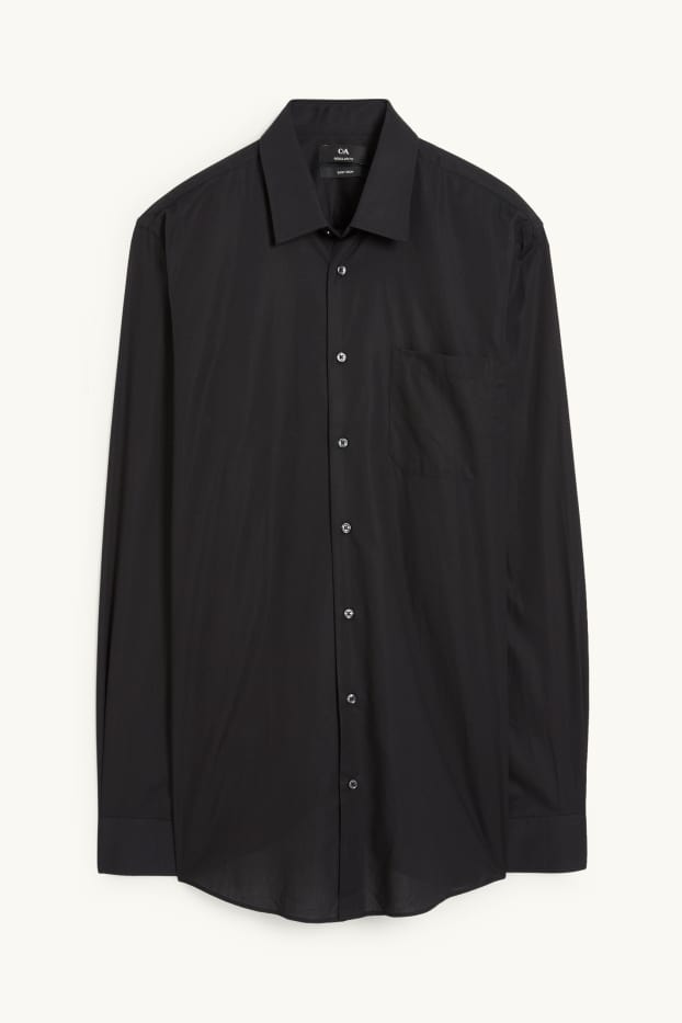 Hommes - Chemise de bureau - regular fit - manches ultra-longues - facile à repasser - noir