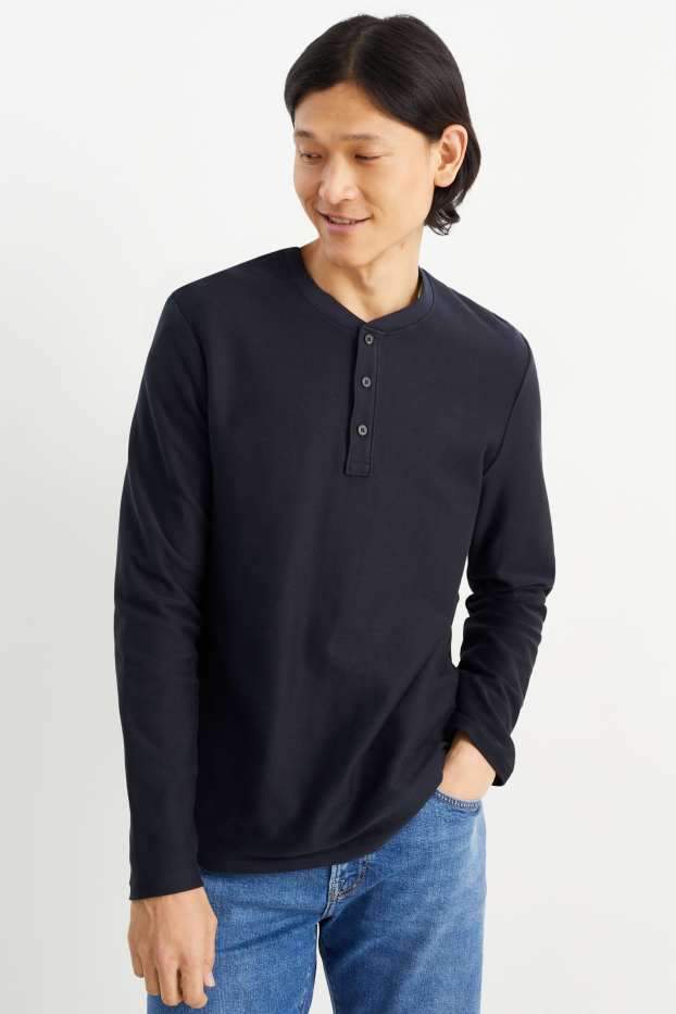 Hombre - Camiseta de manga larga - azul oscuro