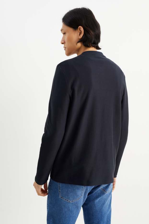 Hombre - Camiseta de manga larga - azul oscuro
