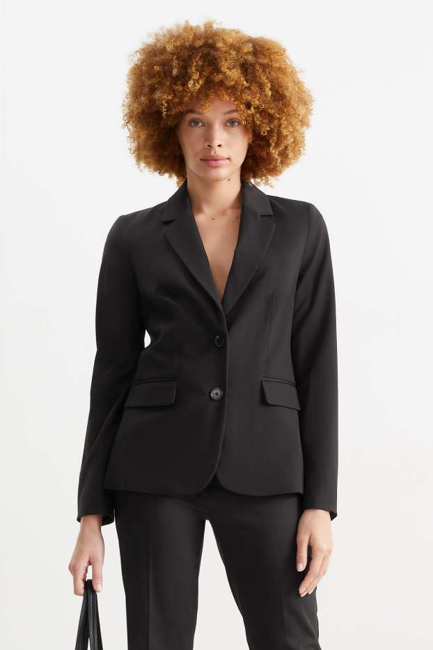 Femmes - Blazer de bureau - regular fit - Mix & Match - noir