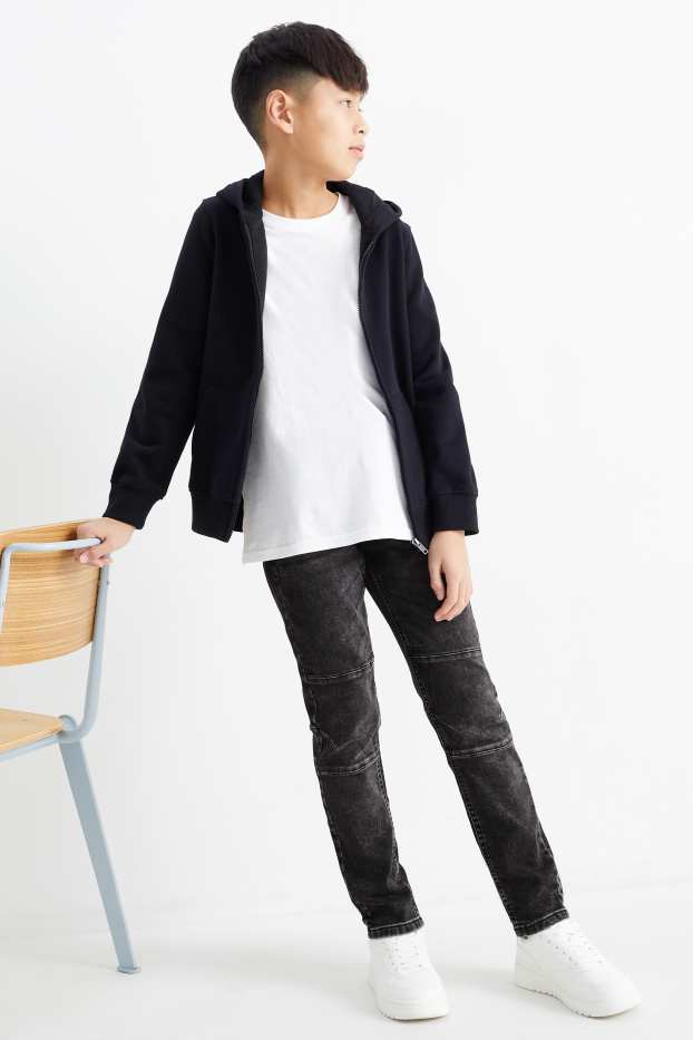 Děti - chlapci - Slim jeans - jog denim - tmavošedá