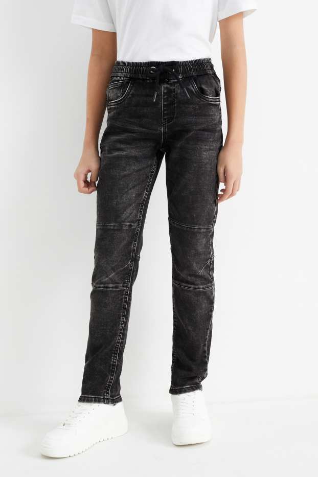 Děti - chlapci - Slim jeans - jog denim - tmavošedá