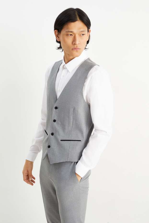 Uomo - Gilet coordinabile - slim fit - Flex - LYCRA® - grigio chiaro melange
