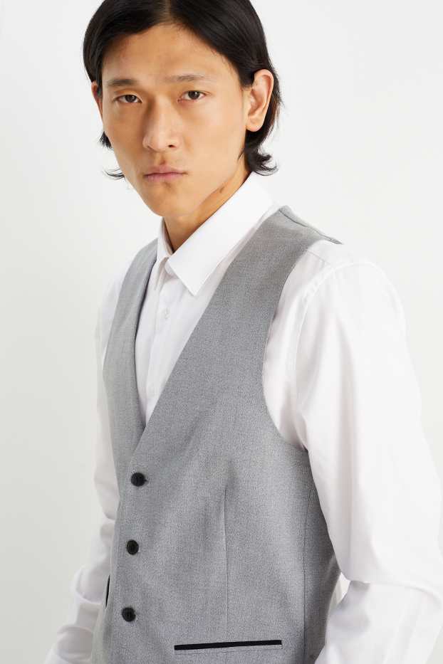 Uomo - Gilet coordinabile - slim fit - Flex - LYCRA® - grigio chiaro melange