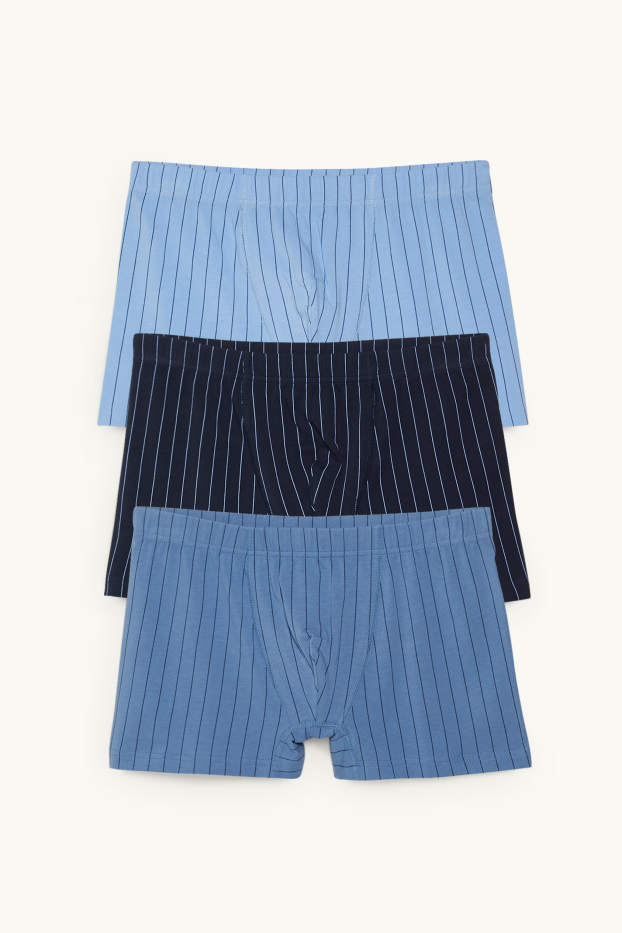 Herren - Multipack 3er - Trunks - gestreift - blau / hellblau