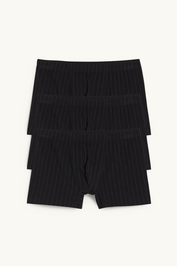 Herren - Multipack 3er - Trunks - gestreift - schwarz