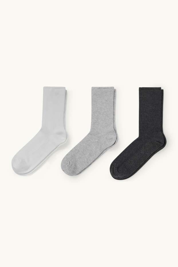 Donna - Confezione da 3 - calze - bordo comfort - grigio chiaro melange