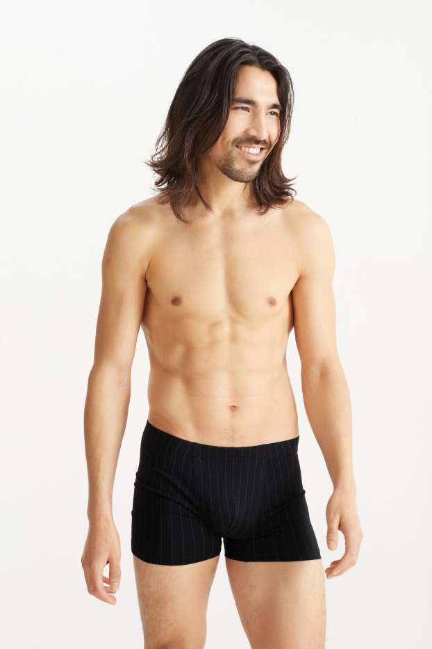 Herren - Multipack 3er - Trunks - gestreift - schwarz