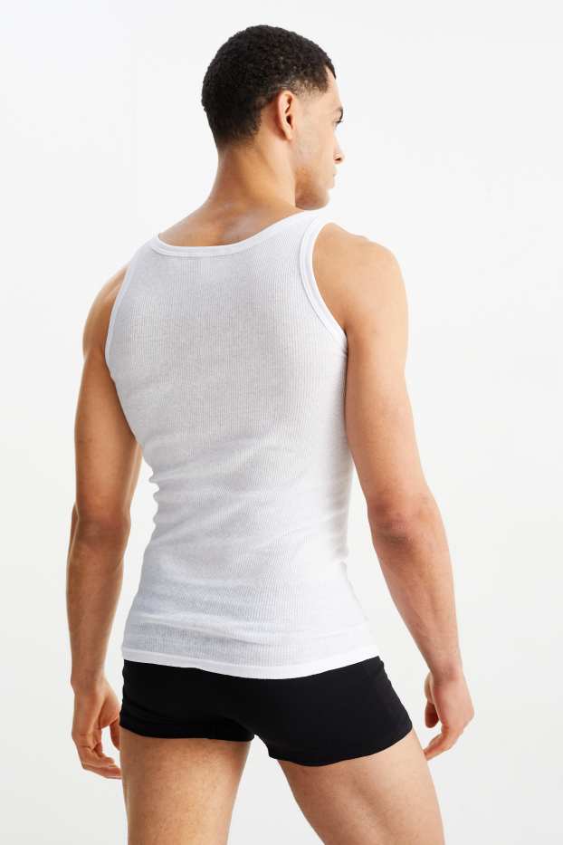 Men - Multipack of 5 - vest - double rib - seamless - white