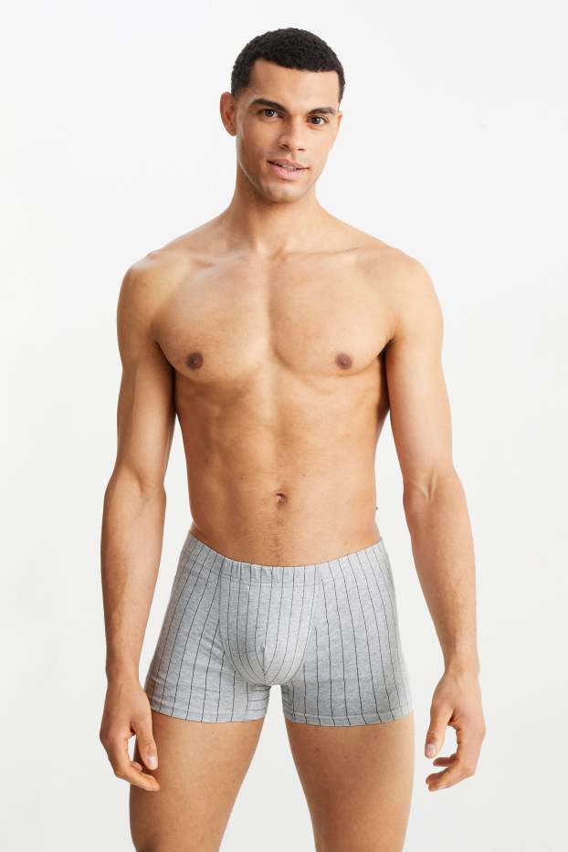 Herren - Multipack 3er - Trunks - gestreift - hellgrau-melange