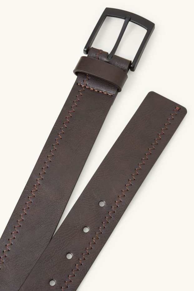 Herren - Gürtel - Lederimitat - dunkelbraun
