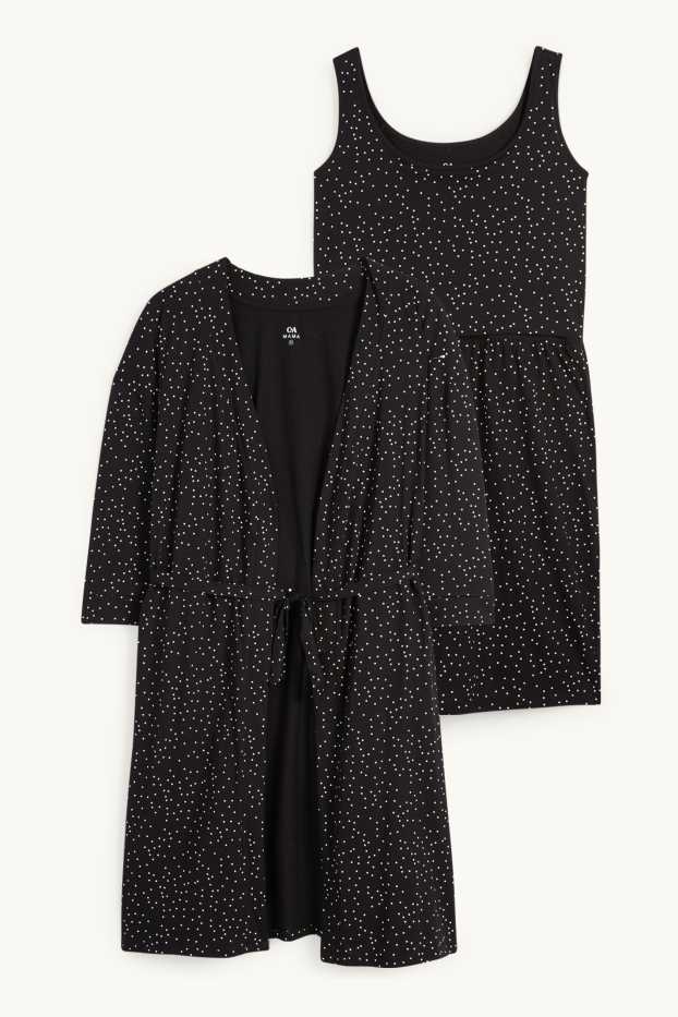 Dámské - Souprava - kojící noční košile a župan - 2dílná - černá