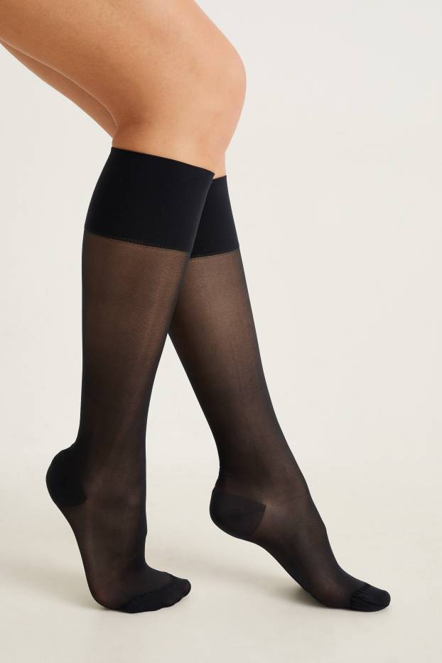Women - Multipack of 2 - sheer knee highs - 40 denier - black