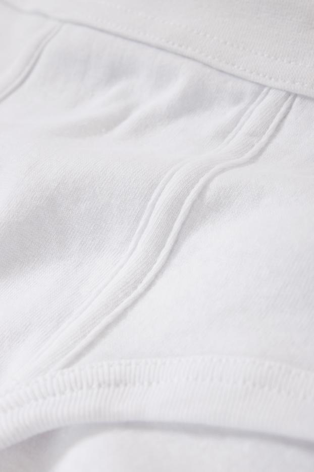 Hommes - Lot de 5 - slips avec braguette - fines côtes - blanc