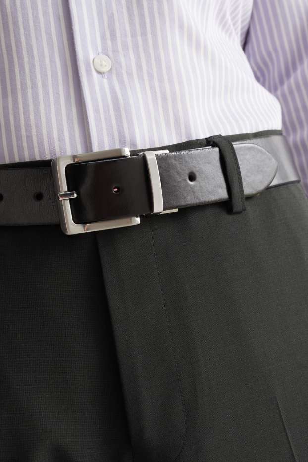 Heren - Aan twee kanten draagbare leren riem - zwart