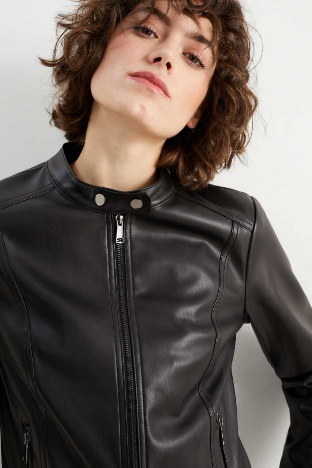 Dona - Caçadora biker - pell sintètica - negre