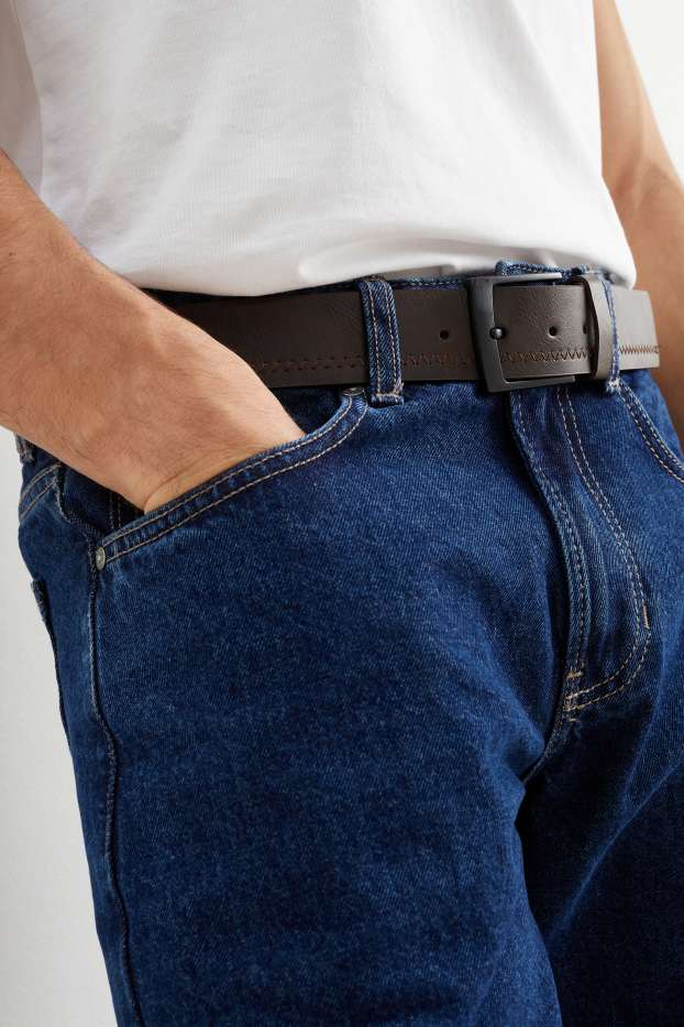 Herren - Gürtel - Lederimitat - dunkelbraun