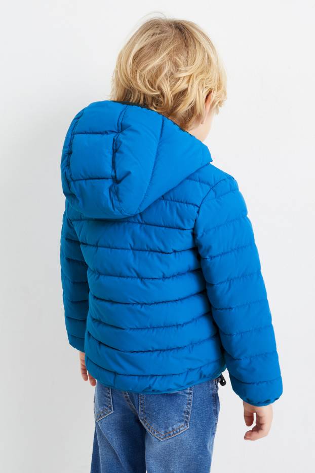 Kinder Buben - Steppjacke mit Kapuze - wasserabweisend - blau