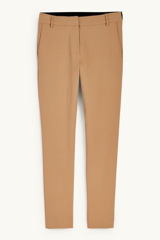 Women - Cloth trousers - mid-rise waist - slim fit - light brown