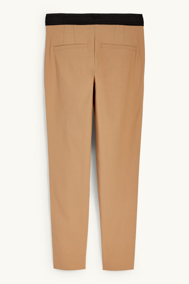 Women - Cloth trousers - mid-rise waist - slim fit - light brown