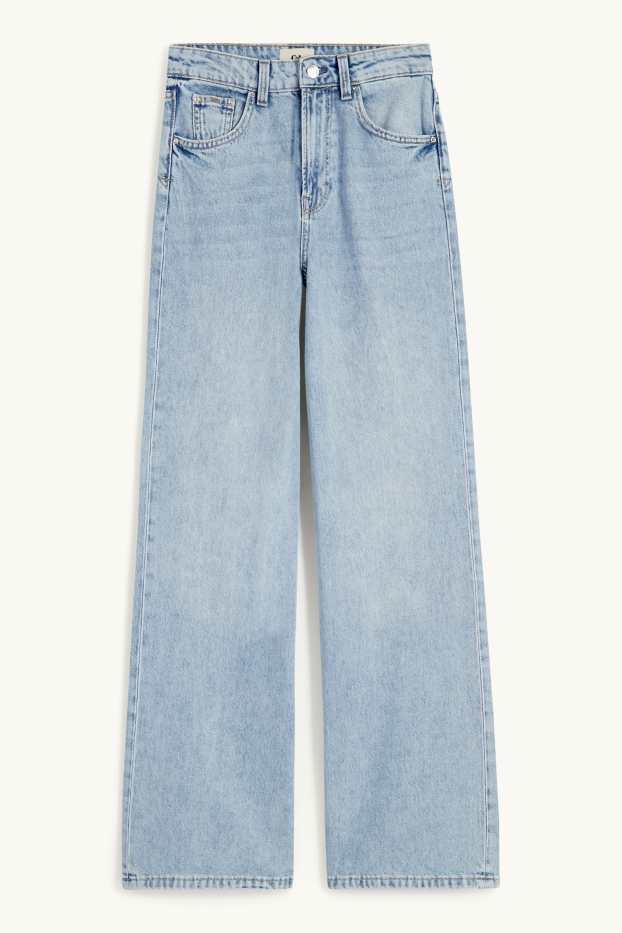 Dames - Wide leg jeans - high waist - jeanslichtblauw