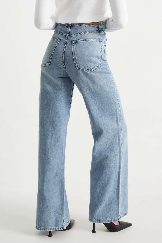 Dames - Wide leg jeans - high waist - jeanslichtblauw