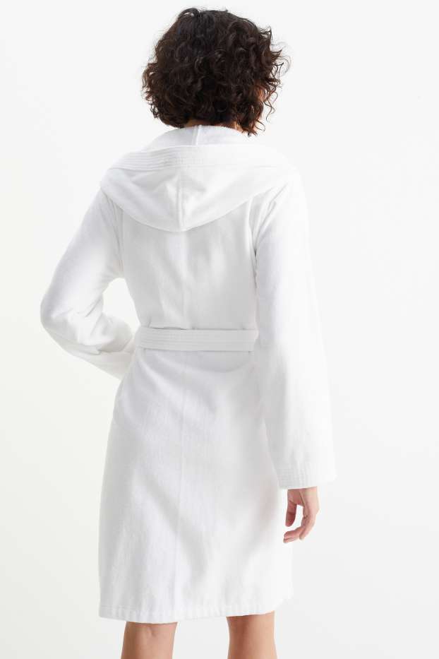 Dámské - Froté župan s kapucí - bílá