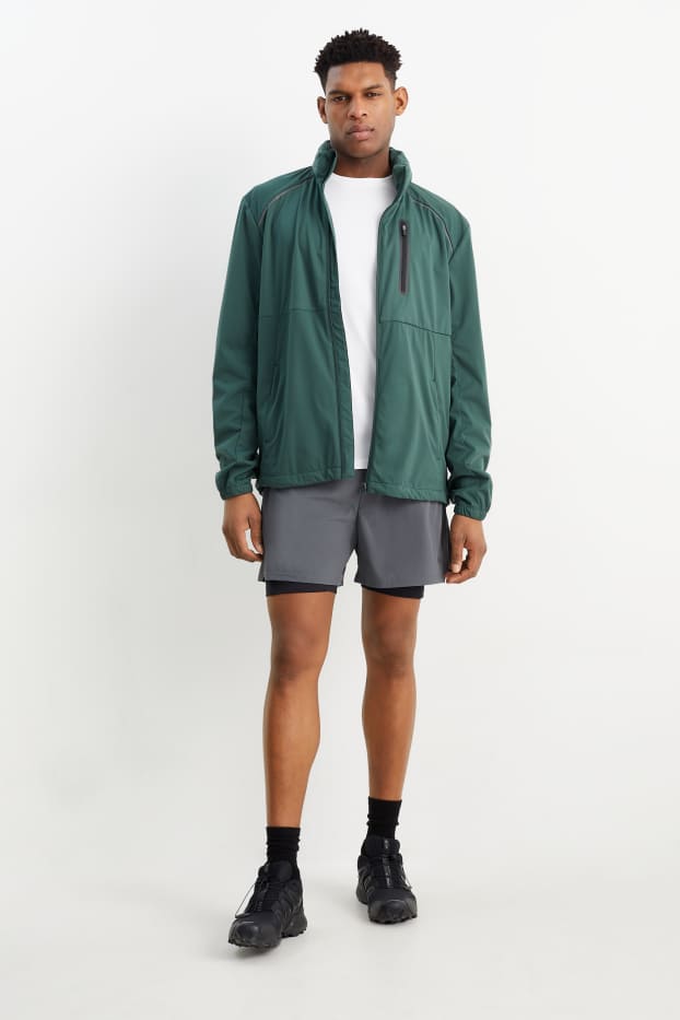 Herren - Funktions-Shorts - 4 Way Stretch - 2-in-1-Look - grau
