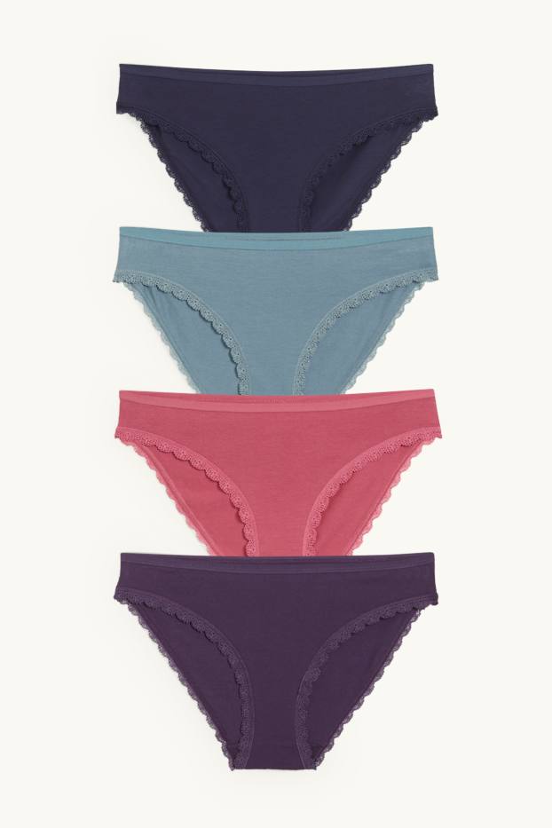 Damen - Multipack 4er - Slip - rosa / türkis