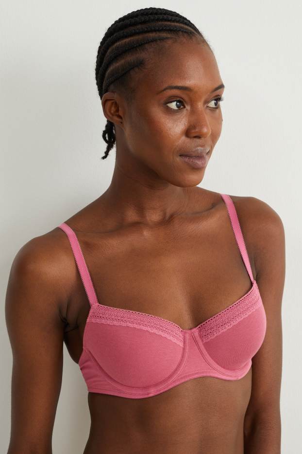 Dona - Paquet de 2 - sostenidors sense cèrcol - enconxats - negre/rosa