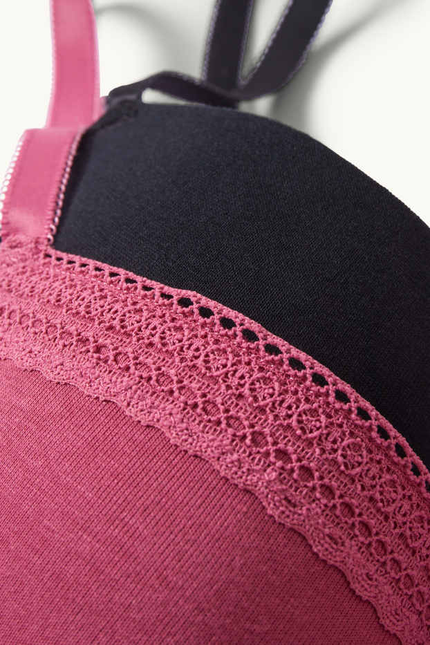 Dona - Paquet de 2 - sostenidors sense cèrcol - enconxats - negre/rosa