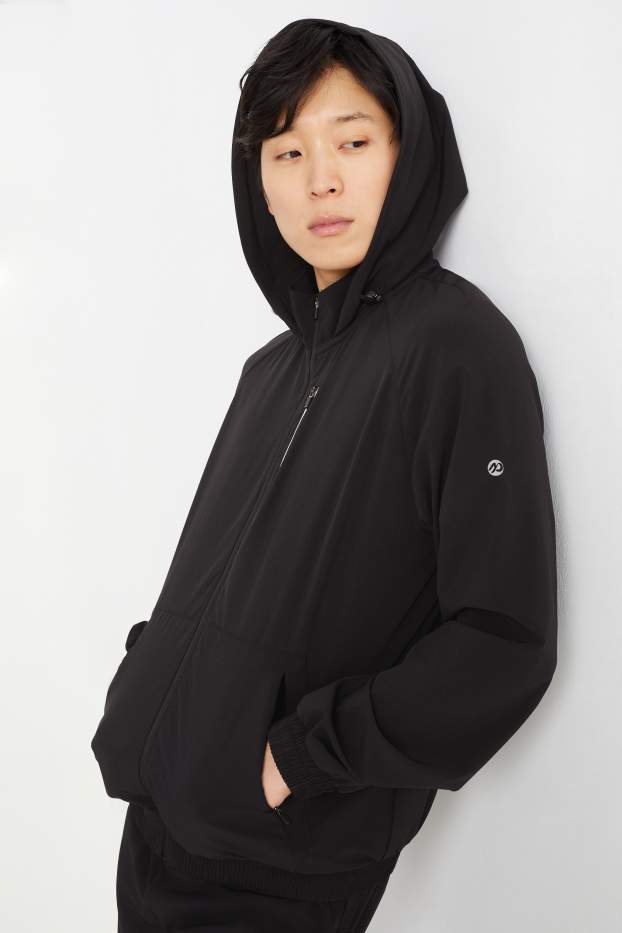 Uomo - Giacca sportiva con cappuccio - 4 Way Stretch - nero