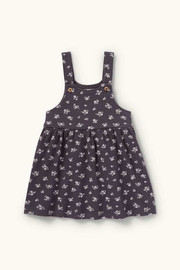 Bébés filles - Petites fleurs - ensemble bébé - 2 pièces - gris foncé