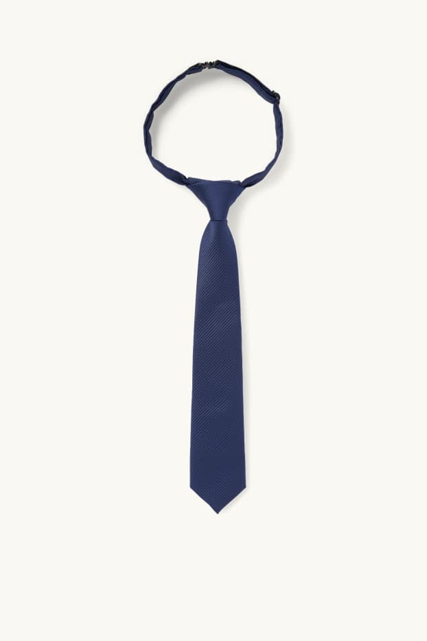 Enfants garçons - Cravate - à rayures - bleu foncé