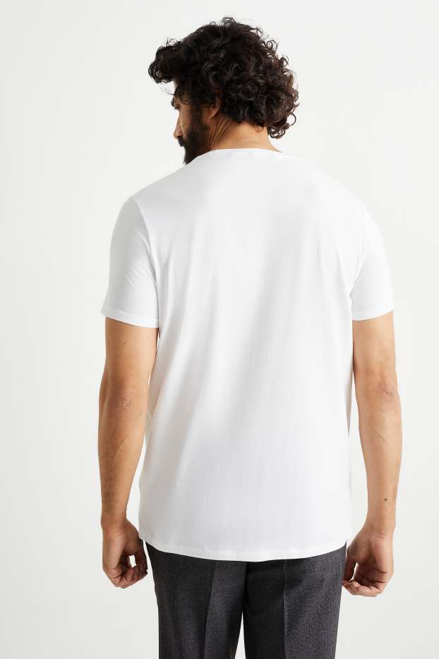 Mężczyźni - T-shirt - Flex - slim fit - biały