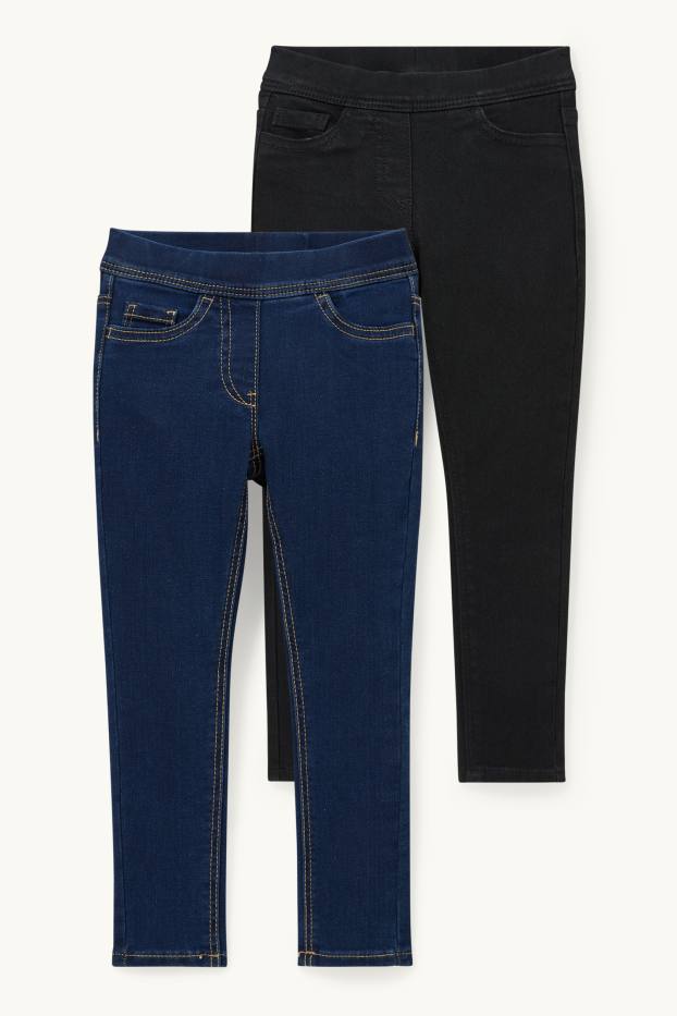 Enfants filles - Lot de 2 - jegging jeans - jean bleu foncé