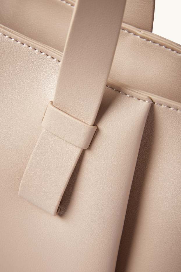 Damen - Shopper - Lederimitat - hellbeige