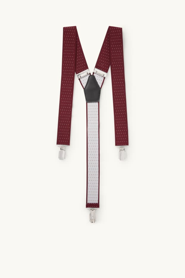Uomo - Bretelle - pois - rosso scuro