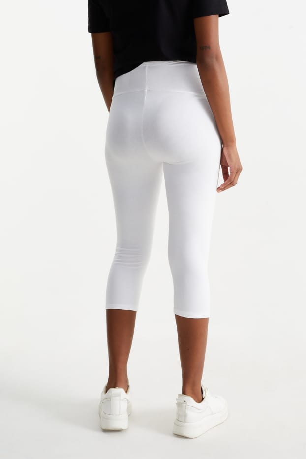Damen - Multipack 2er - Umstands-Capri-Leggings - schwarz / weiß