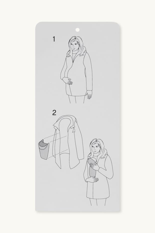 Dámské - Těhotenská parka s kapucí - nosící - šedá