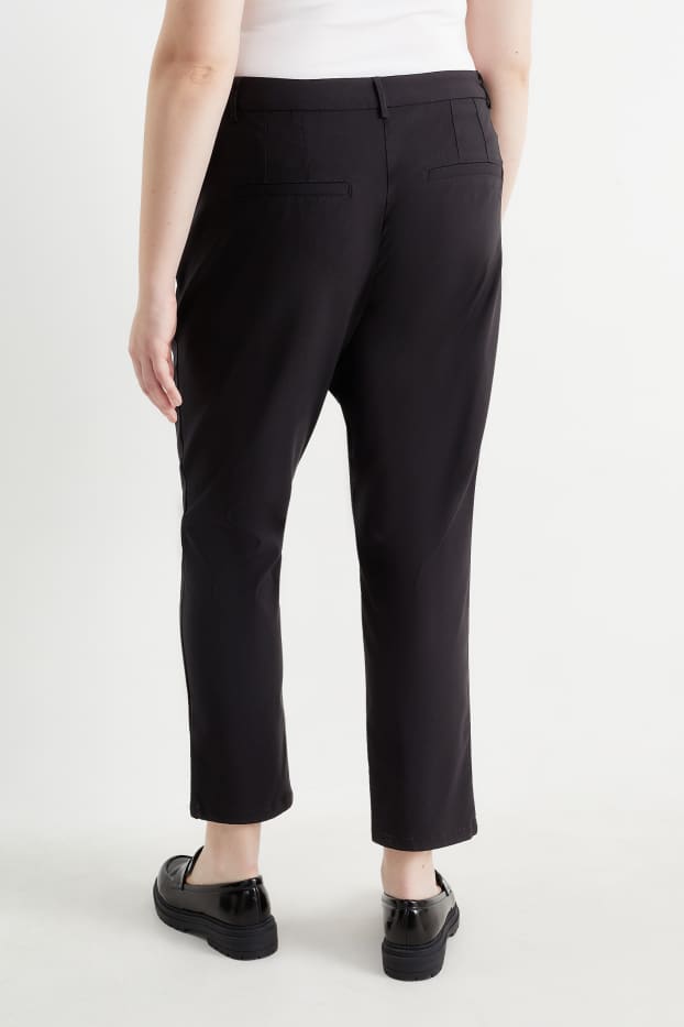 Femmes - Pantalon en toile - mid waist - straight fit - noir