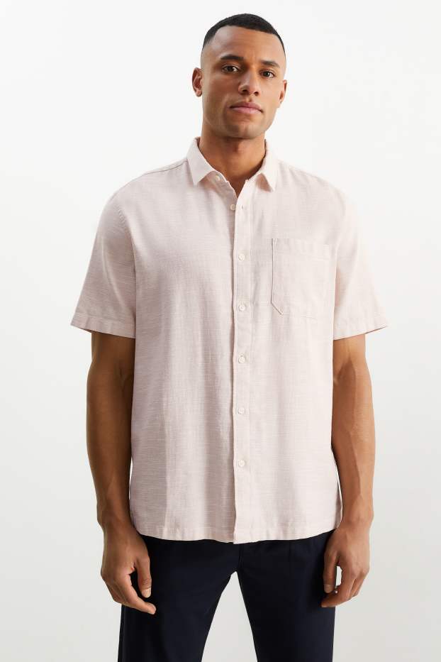 Men - Shirt - regular fit - Kent collar - light beige