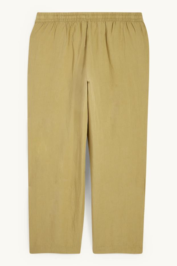 Women - Cloth trousers - mid-rise waist - wide leg - linen blend - mustard yellow