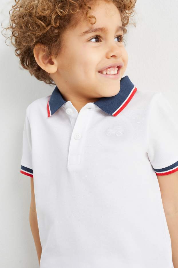 Children Boys - Tractor - polo shirt - white