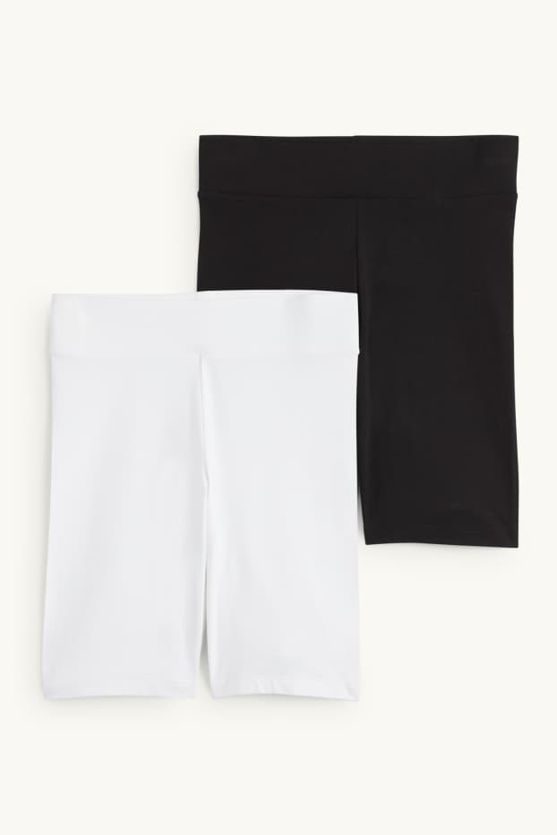 Femmes - Lot de 2 - short cycliste basique - blanc / noir