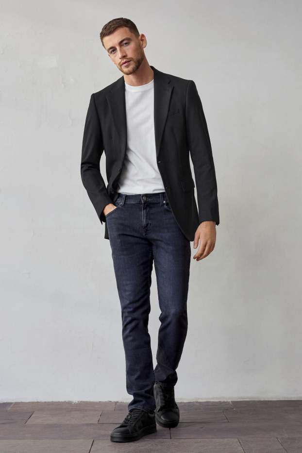 Herren - Baukasten-Sakko - Regular Fit - Flex - LYCRA® - Mix & Match - schwarz