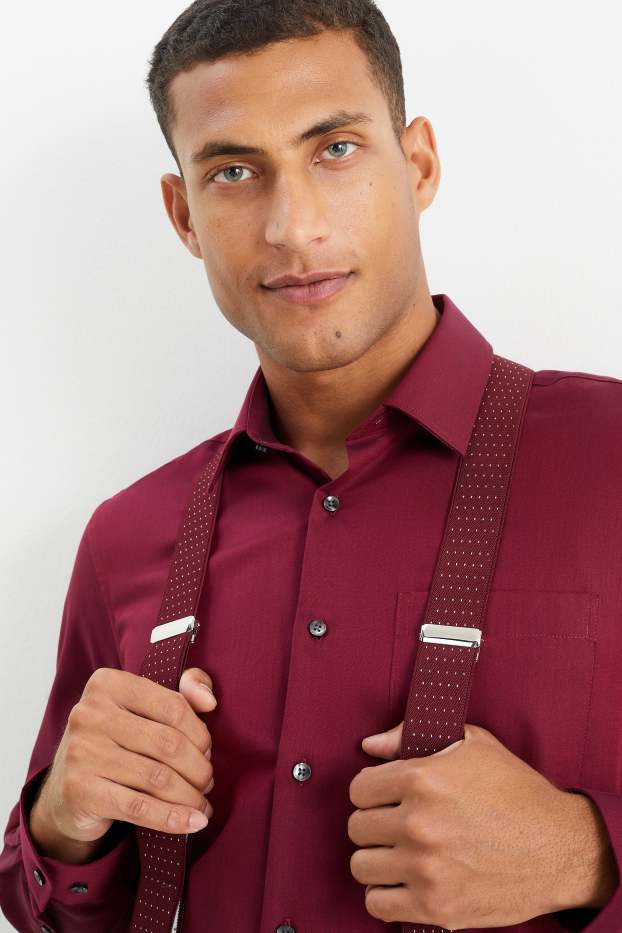 Uomo - Bretelle - pois - rosso scuro