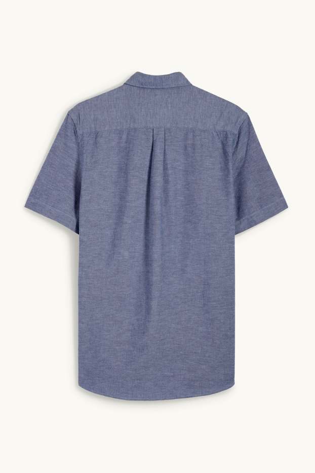 Bărbați - Cămașă Oxford - regular fit - guler cu nasturi - albastru închis