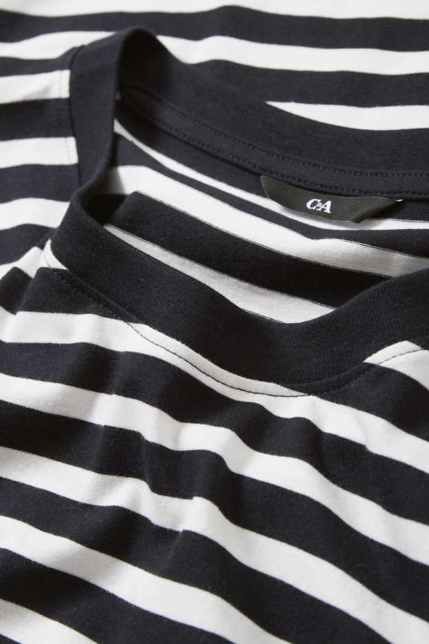 Pánské - Tričko - pruhované - tmavomodrá / krémově bílá